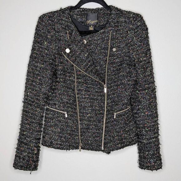 Mcginn Nordstrom Tweed Black Multicolor Zip Jacket Small - Picture 1 of 14